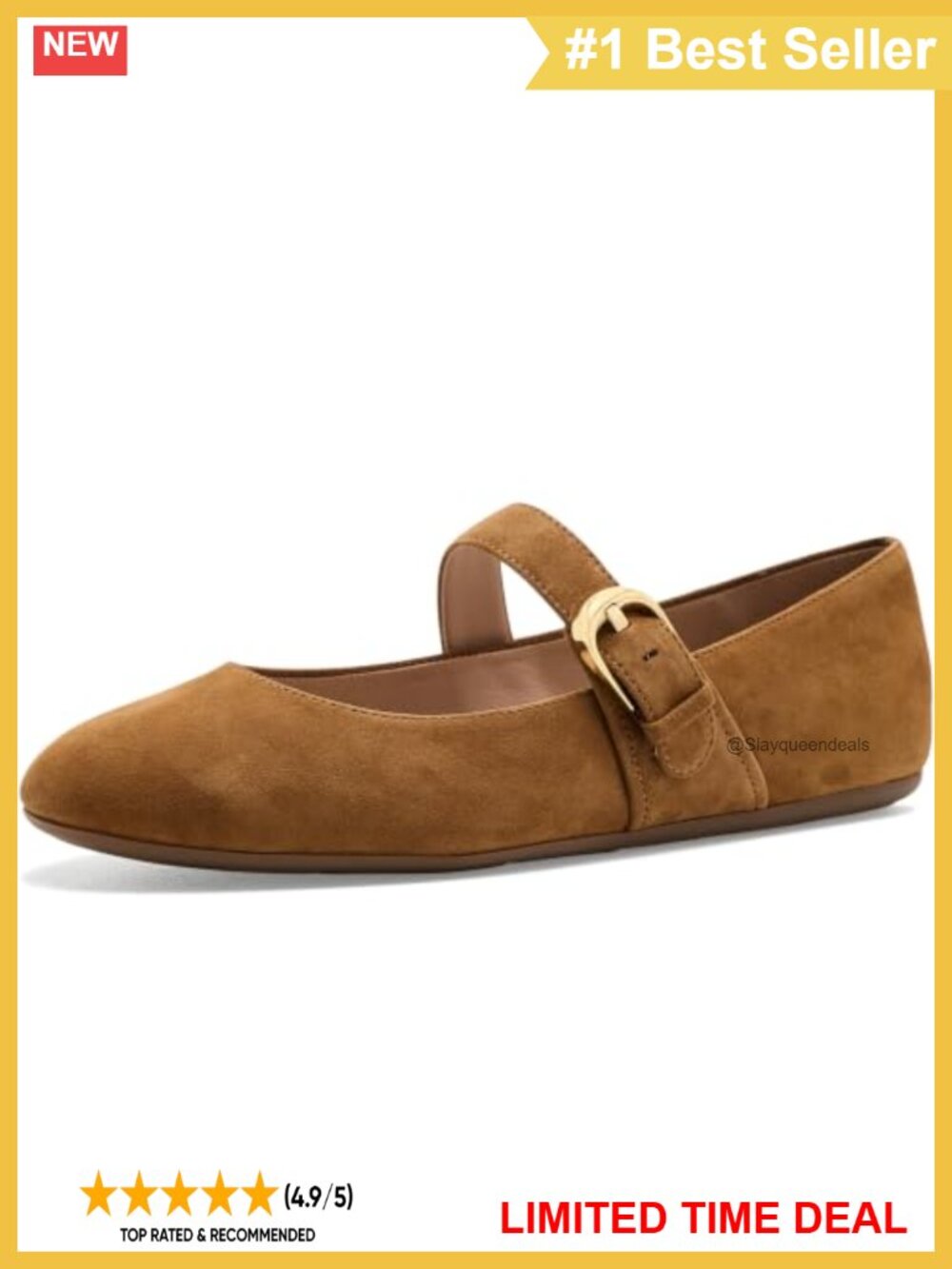 Mary Jane Ballet Flats Leather Comfort Footbed